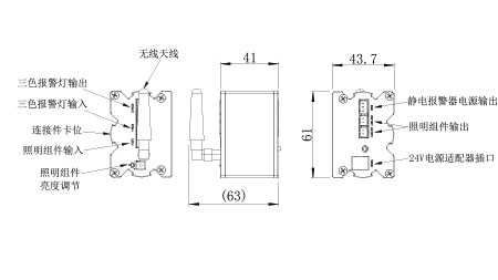 24V電源無線控制模塊(發(fā)射）尺寸
